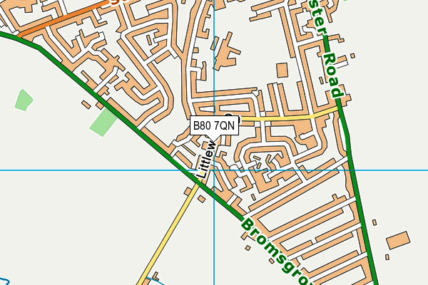 B80 7QN map - OS VectorMap District (Ordnance Survey)