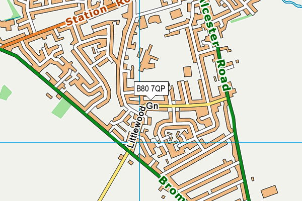 B80 7QP map - OS VectorMap District (Ordnance Survey)