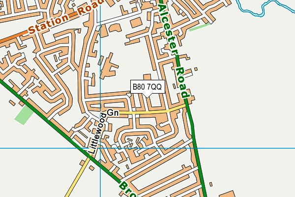 B80 7QQ map - OS VectorMap District (Ordnance Survey)