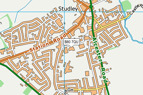 Studley Leisure Centre map (B80 7QU) - OS VectorMap District (Ordnance Survey)