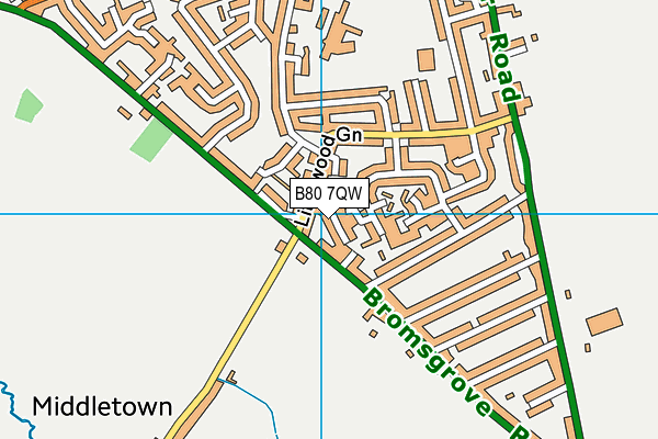 B80 7QW map - OS VectorMap District (Ordnance Survey)