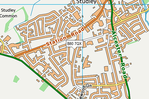 B80 7QX map - OS VectorMap District (Ordnance Survey)