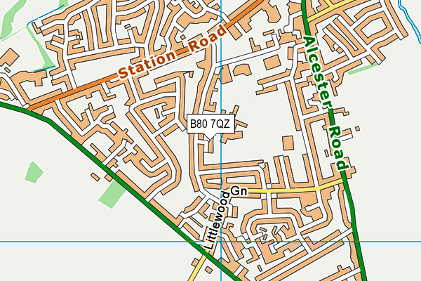 B80 7QZ map - OS VectorMap District (Ordnance Survey)