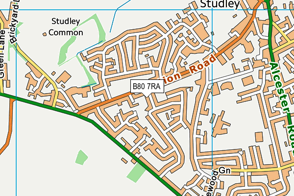 B80 7RA map - OS VectorMap District (Ordnance Survey)