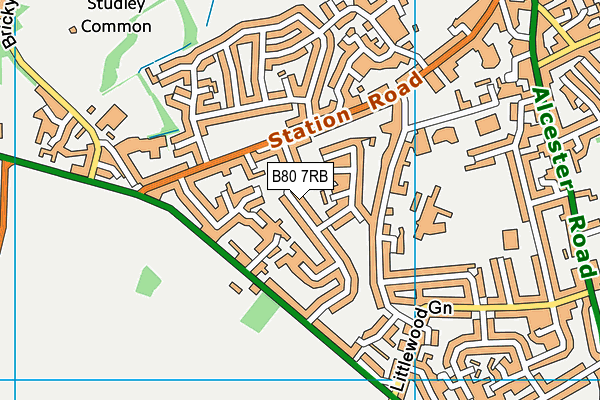 B80 7RB map - OS VectorMap District (Ordnance Survey)