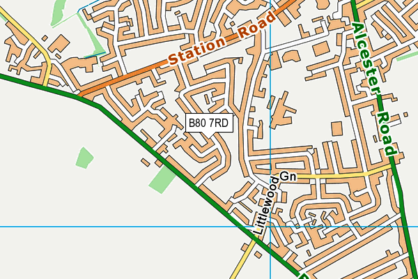 B80 7RD map - OS VectorMap District (Ordnance Survey)