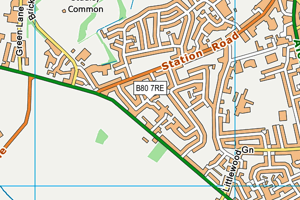 B80 7RE map - OS VectorMap District (Ordnance Survey)