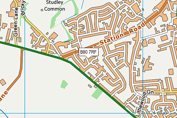 B80 7RF map - OS VectorMap District (Ordnance Survey)