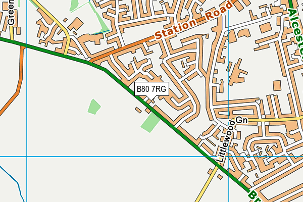 B80 7RG map - OS VectorMap District (Ordnance Survey)