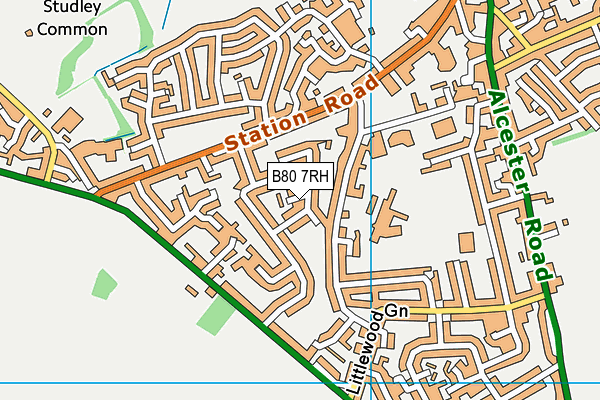 B80 7RH map - OS VectorMap District (Ordnance Survey)