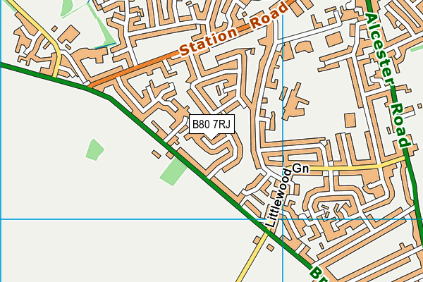 B80 7RJ map - OS VectorMap District (Ordnance Survey)