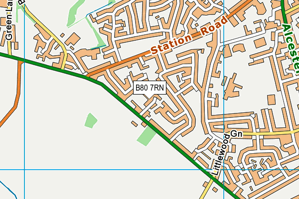 B80 7RN map - OS VectorMap District (Ordnance Survey)