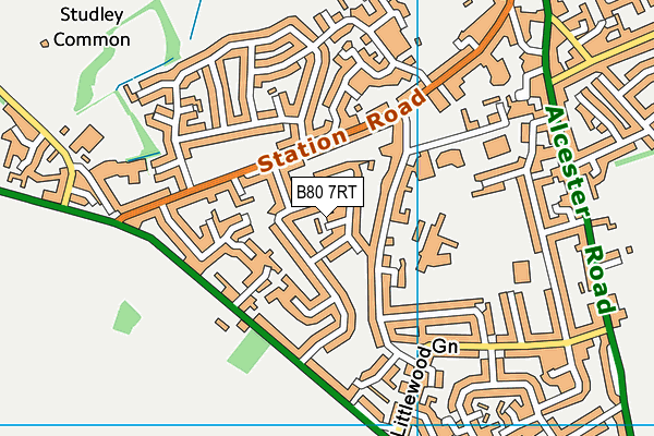 B80 7RT map - OS VectorMap District (Ordnance Survey)