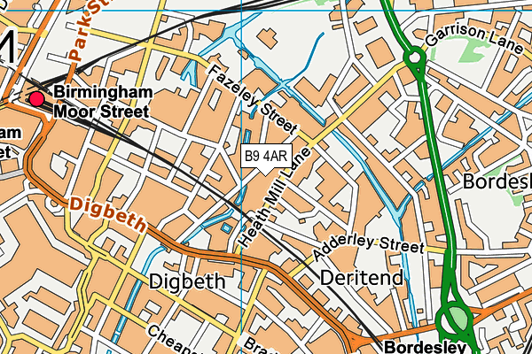 B9 4AR map - OS VectorMap District (Ordnance Survey)