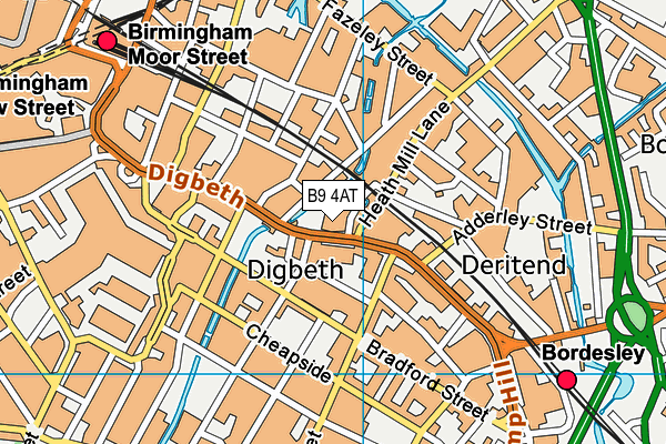 B9 4AT map - OS VectorMap District (Ordnance Survey)