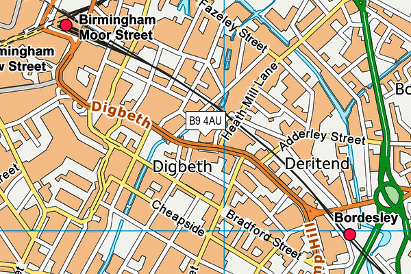 B9 4AU map - OS VectorMap District (Ordnance Survey)