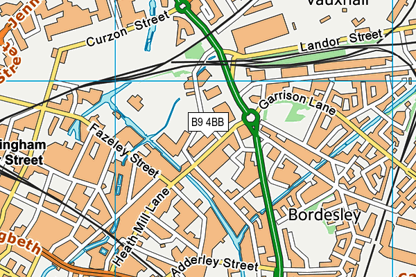 B9 4BB map - OS VectorMap District (Ordnance Survey)
