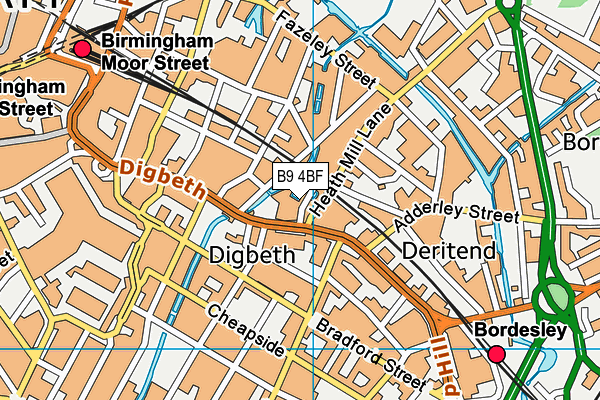 B9 4BF map - OS VectorMap District (Ordnance Survey)