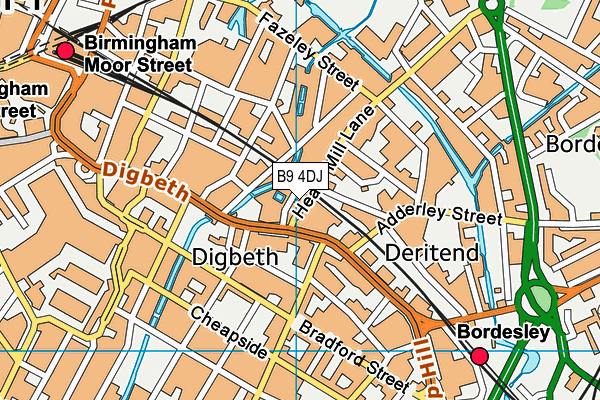 B9 4DJ map - OS VectorMap District (Ordnance Survey)
