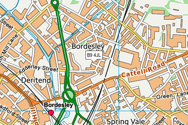 B9 4JL map - OS VectorMap District (Ordnance Survey)