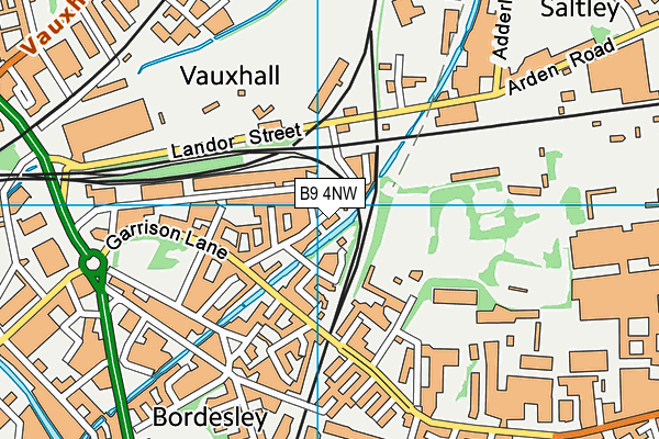 B9 4NW map - OS VectorMap District (Ordnance Survey)