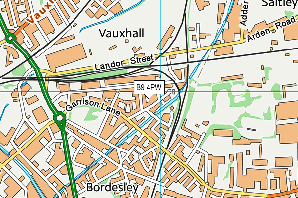 B9 4PW map - OS VectorMap District (Ordnance Survey)