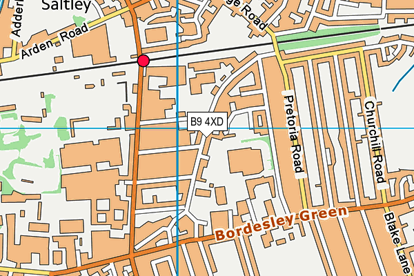 B9 4XD map - OS VectorMap District (Ordnance Survey)