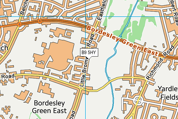 B9 5HY map - OS VectorMap District (Ordnance Survey)