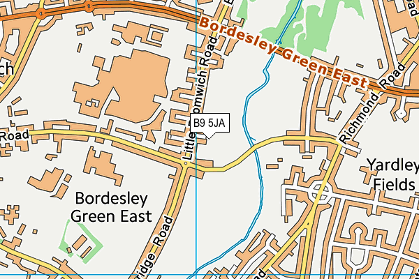 B9 5JA map - OS VectorMap District (Ordnance Survey)