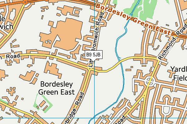 B9 5JB map - OS VectorMap District (Ordnance Survey)