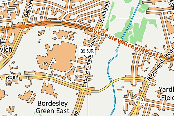 B9 5JR map - OS VectorMap District (Ordnance Survey)