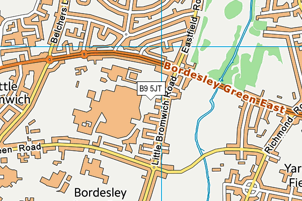 B9 5JT map - OS VectorMap District (Ordnance Survey)