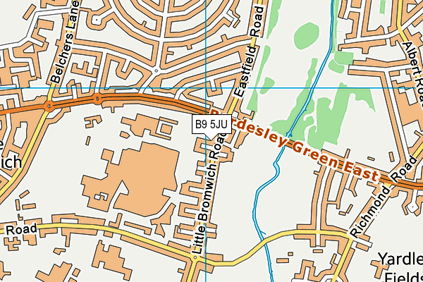 B9 5JU map - OS VectorMap District (Ordnance Survey)