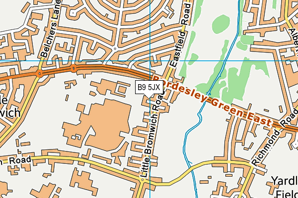 B9 5JX map - OS VectorMap District (Ordnance Survey)