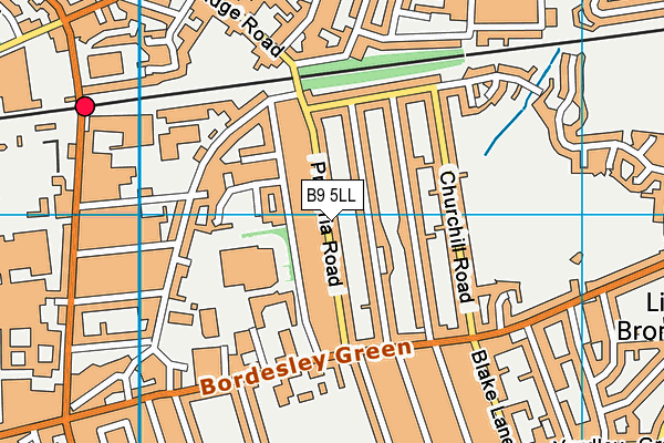 B9 5LL map - OS VectorMap District (Ordnance Survey)