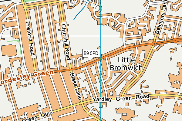 B9 5PD map - OS VectorMap District (Ordnance Survey)