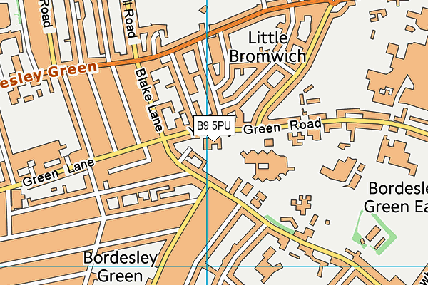 B9 5PU map - OS VectorMap District (Ordnance Survey)