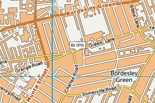 B9 5PW map - OS VectorMap District (Ordnance Survey)