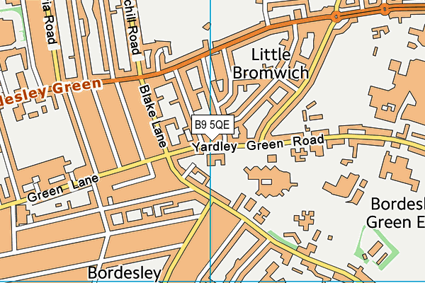 B9 5QE map - OS VectorMap District (Ordnance Survey)