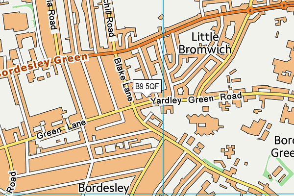 B9 5QF map - OS VectorMap District (Ordnance Survey)