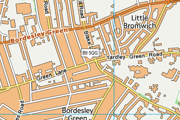 B9 5QG map - OS VectorMap District (Ordnance Survey)