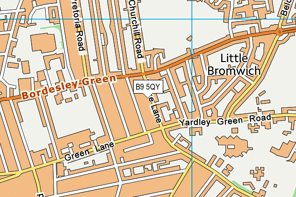 B9 5QY map - OS VectorMap District (Ordnance Survey)