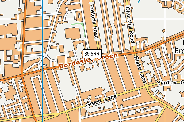 Green Lane Playing Fields map (B9 5RR) - OS VectorMap District (Ordnance Survey)