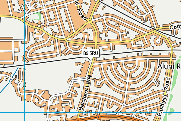 B9 5RU map - OS VectorMap District (Ordnance Survey)