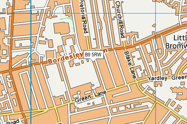B9 5RW map - OS VectorMap District (Ordnance Survey)