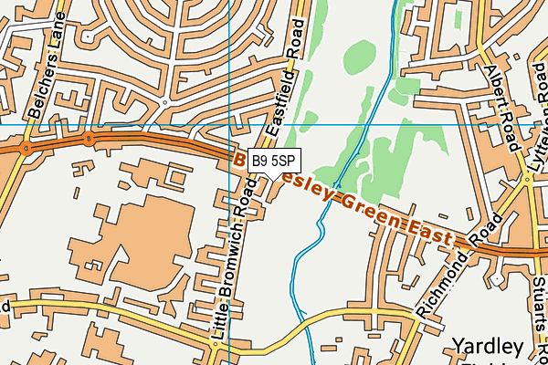 B9 5SP map - OS VectorMap District (Ordnance Survey)