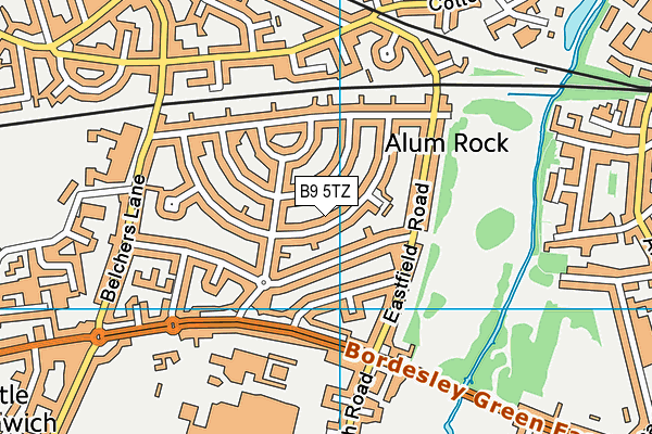 B9 5TZ map - OS VectorMap District (Ordnance Survey)