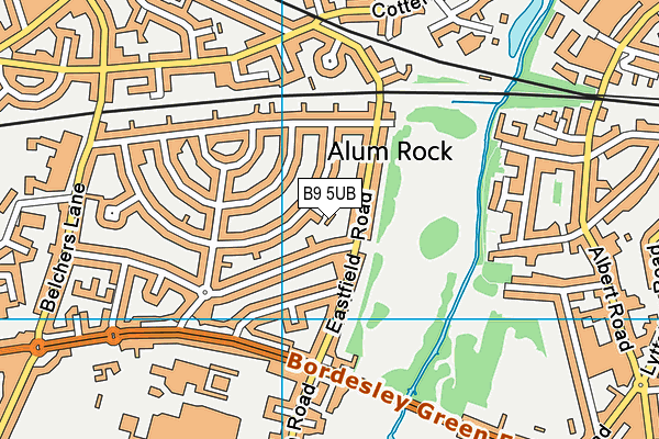 B9 5UB map - OS VectorMap District (Ordnance Survey)