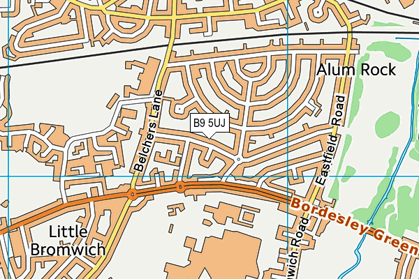 B9 5UJ map - OS VectorMap District (Ordnance Survey)