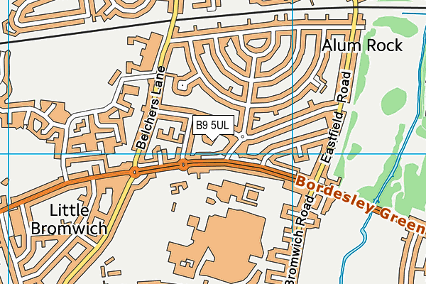 B9 5UL map - OS VectorMap District (Ordnance Survey)